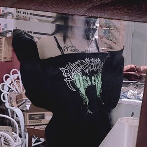 Off the shoulder goth sweatshirt